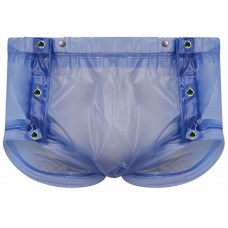 SUPRIMA 1249 Blau transparent PVC 0,12 mm Plastik - Inkontinenz-Slip Gummihose Schwedenknöpfer Windelhose